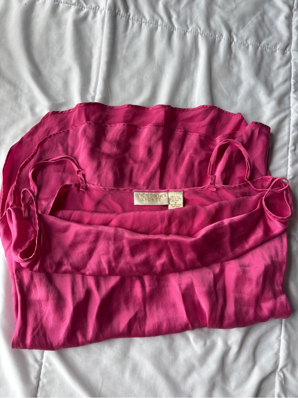 90s Vintage Victoria's Secret Hot Pink 100% Silk Gold Label Slip Dress